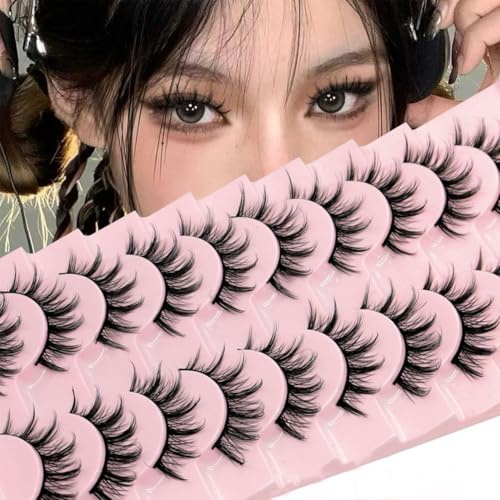 SIVZUMO Fluffy Katzenauge Falsche Wimpern Volumen Strip Lashes Handgemacht (10 Paar)