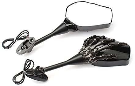 DKPMWD Motorrad Lenkerendenspiegel Motorrad Blinker Schädel Hand Seitenspiegel Für CBR600RR Für CBR1000RR Für CBR250R Für CBR300R Für CBR500R Motorradspiegel