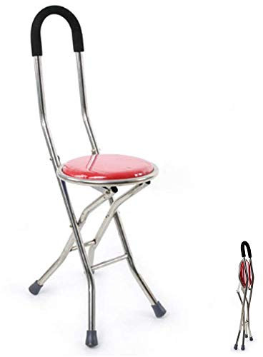 Klapphocker mit 4 Beinen, leichter Gehstock, Sitz für Senioren und Behinderungen, atmungsaktives Design, unterstützt bis zu 180 kg, ideal für Outdoor-Aktivitäten