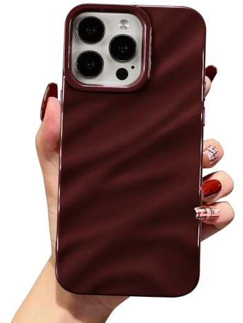 QLTYPRI Niedliche Hülle für iPhone 13 Pro Max, 3D Wellenform Silikon Handyhülle für Frauen Mädchen Weiche Silikon Bumper Schutzhülle Stoßfest Case für iPhone 13 Pro Max - Weinrot