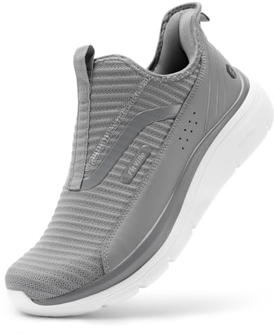 FitVille Wide Slip on Shoes for Men Foot Pain Relief Hands Free Mens Walking Sneakers for Swollen Feet-Stepease V2 (10 Wide, Tempest Shadow)