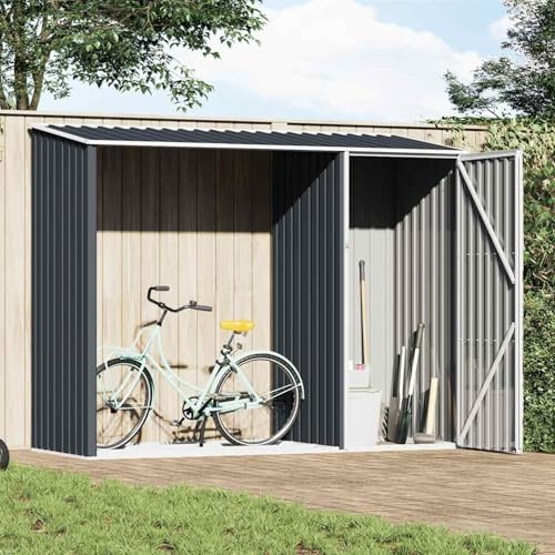 Gecheer Abri à Bois de Jardin Anthracite 245x98x159 cm Acier galvanisé, Rangement Grande Capacité pour Bûches Bois de Chauffage Extérieur