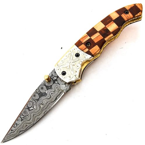 PAL 2000 KNIVES Couteau Pliant - Damas Acier Couteau de Poche Fait Main CHA-9615