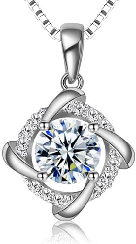 FEIKFEIZ Collar de moissanita para mujer, colgante, diamante de moissanita de 1 quilate, cultivado en laboratorio, bañado en oro rodiado, joyería de colgante, incluye caja de regalo.
