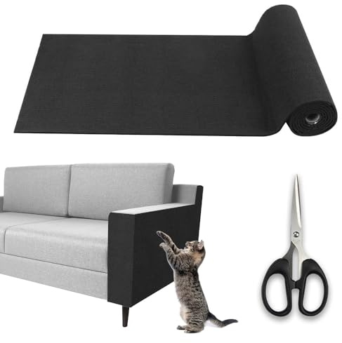 Cat Scratching Mat 30 x 100cm, Self-Adhesive Furniture Protectors from Cats Scratch, Trimmable Protector for Cats Scratch with 1pcs Scissor, Anti Scratch Protector for Sofa Wall