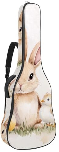 Elegante Gitarrentasche mit rosafarbenen Blumen und Zweigen, gepolsterte Tasche für Akustikgitarre, Rucksack mit verstellbaren Schultergurttaschen, Mehrfarbig 02, 42.9x16.9x4.7 in, Lässiger