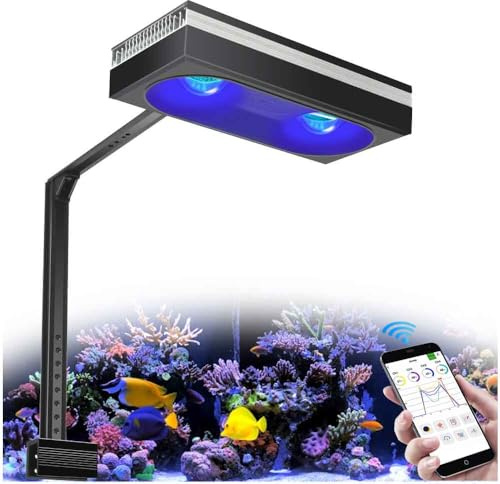 PopBloom RL180 WiFi Meerwasser LED 180W, Salzwasser LED Beleuchtung für Reef Coral SPS/LPS Fish Wasserpflanzen Salzwasser Aquarium (180W WiFi (Schwarz))