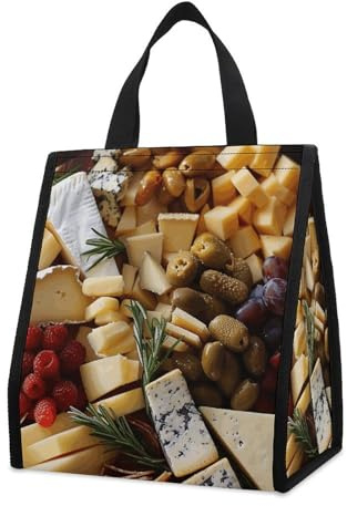 Beautiful Cheese Board Insulated Lunch Bag Box Foldable Cooler Bags Reusable Lunch Tote Bag for Women Men Leakproof Lunchbox with Internal Pocket, Thermal Large Snacks for Work Travel Office Picnic