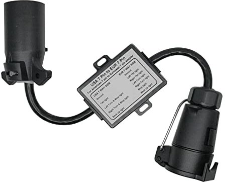 Gosera AnhäNger-Licht-Stecker, USA auf EU, 7-Wege-Steckdosen-Stecker-Adapter, Fahrzeug-Linker, AnhäNger-Stecker, AnhäNgerkupplung, AnhäNger-Stecker-Adapter