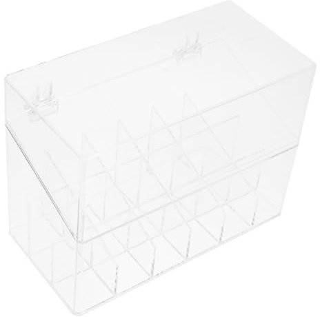 WOONEKY Caja De Almacenamiento De Cosméticos Transparente Con Tapa, Organizador De Lápiz Labial De Escritorio Mediana, 18 Compartimentos, Para Dormitorio y Maquillaje, Soporte Para Pintalabios