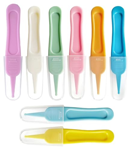 Lonwiner 8 Stück Baby Nasenpinzette, Nasenreiniger Kopfgneis Entfernen Plastik Pinzette Baby Popel Entferner Ohrenreiniger, 8 Farben
