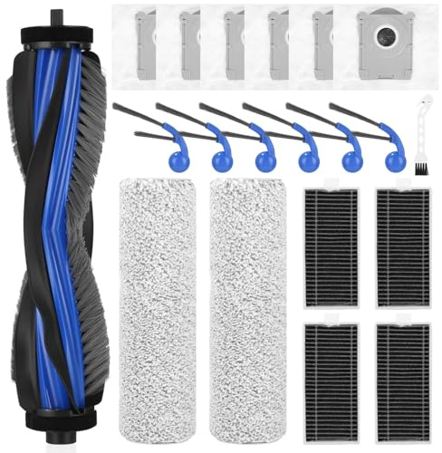 Tixexo 20 Zubehörset Ersatzteile für ECOVACS DEEBOT T80 Omni Saugroboter | 1 Hauptbürste, 2 Rolle Wischtücher, 4 HEPA-Filter, 6 Seitenbürsten, 6 Staubbeutel,1 Reinigungsbürste