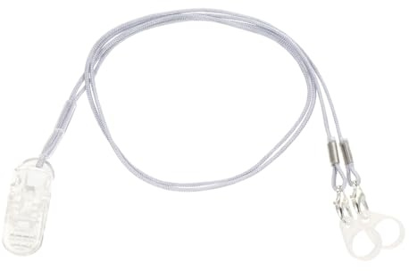 DEARMAMY Hörhilfen Anti Verlust Lanyard Satz Weiß aus Abs und Nylon mit Sicherheitsclip 2 Silikonhüllen und Aufbewahrungsbox Tragbares Bte Seil für Senioren zur Sicheren Befestigung