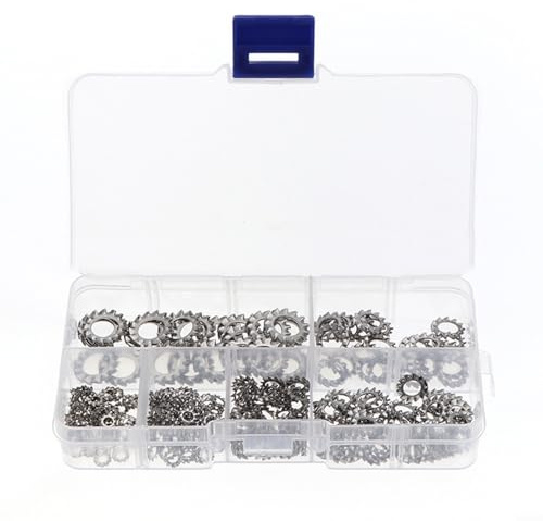 Gdfnmogo 300 arandelas dentadas de acero inoxidable 304 con dientes externos, arandelas dentadas dentadas métricas M2.5///M5/M6/M8 para industria, automoción, construcción