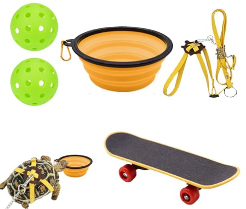 Rukjmqi Tortugas Skateboard - Tortugas Galletas Entrenamiento Skateboard Juguetes Set - Divertidos Accesorios para Mascotas Para Lagartijas Geckos Bartagamen Conejo Hámster - Uso Diario En Interiores