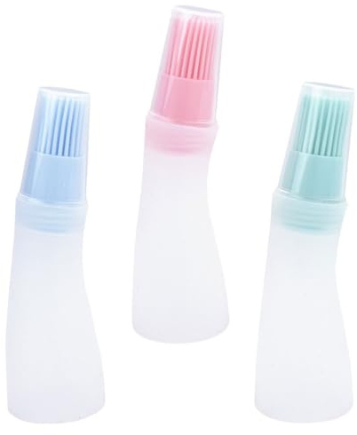 Silicona Cepillo Piezas Tapa con Transparente 3 de Botellas de Aceite | Salsa y Vinagre, Diseño Transparente, Buen Sellado, Café y Buffet, Juego de Unidades