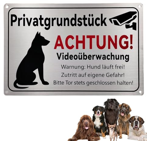Vorsicht Hund Schild, Warnung Vor Dem Hund Schilder Für Privateigentum, Sicherheitshinweis Für Hundehalter Und Grundstückseigentümer für Innen- und Außenbereiche