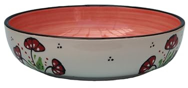 Beamel Home Plato Rallador Cerámica Hecho A Mano Diseño Decorativo Utensilio Cocina Arte Funcional Vajilla Artesanal (Flores, XL)