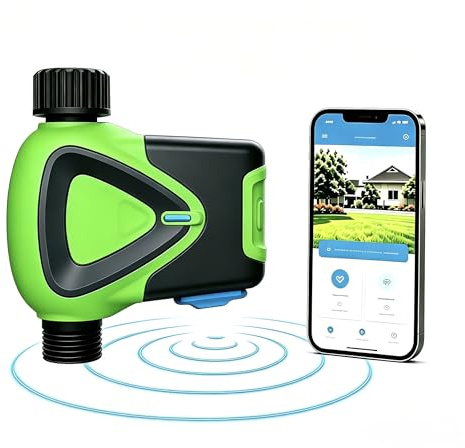 Garden Hose Timer, App Controlled Irrigation Controller with Rain Delay, Auto & Manual Watering Mode,Waterproof Digital Sprinkler Timer for Outdoor Lawn Yard Patio Irrigation System.