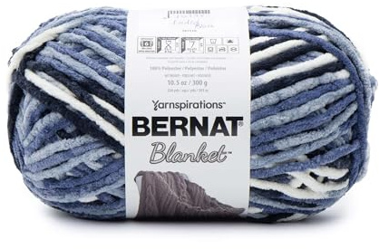 Bernat Blanket Faded Blues Yarn - 2 Pack of 10.5oz/300g - Polyester - 6 Super Bulky - 220 Yards - Knitting/Crochet
