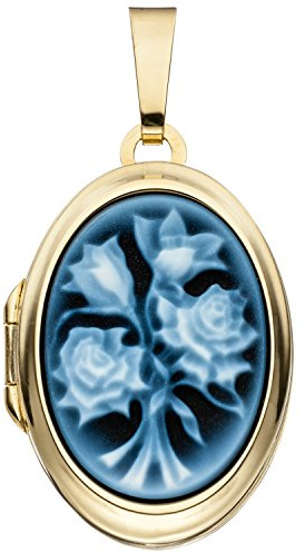 Jobo Damen-Medaillon aus 14 Karat 585 Gold Oval zum Öffnen für 2 Fotos