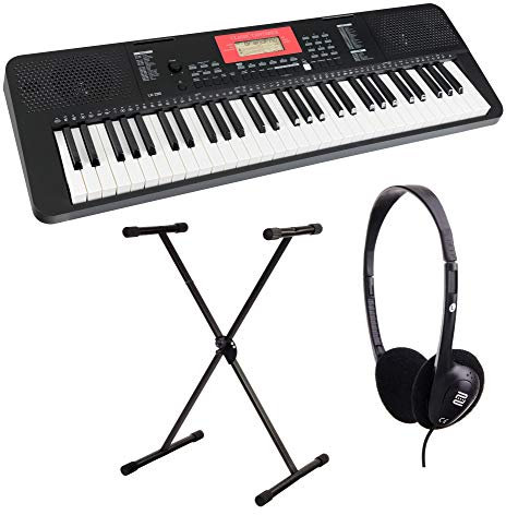Classic Cantabile LK-290 Leuchttasten-Keyboard -Set 61 Tasten mit Anschlagdynamik - 580 Klänge und 200 Begleitrhythmen - inkl. X-Keyboardständer & Kopfhörer- schwarz