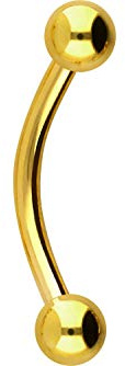 PIERCINGLINE Titan Banane | 2 KUGELN | Gebogener Piercing Stab für Augenbraue Intim Brust Ohr uvm. | Größen & Farbauswahl