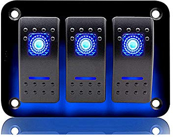 Kippschalter 12-24V IP66 Wasserdichtes 3-poliges 5-poliges LED-Wippschalter-Bedienfeld mit Überlastschutz Blaulicht Farbe Universal für RV Car Marine Boat