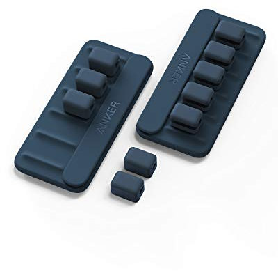 Anker Kabelmanager, magnetischer Kabelhalter, Mehrzweck-Kabelhalter für Schreibtische, 5 Clips für Lightning-Kabel, USB-C-Kabel, Mikro-Kabel, haftet auf Holz, Marmor, Metall, Glas (Blau, 2 Stück)