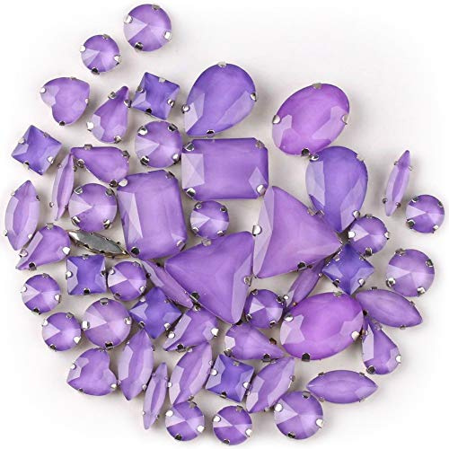 Brillabenny 50 Pietre CASTONI Strass da Cucire Cristallo Vetro Mix CABOCHON Stone Claw DECORI Gioielli Bijoux Abito Scarpe (Viola)