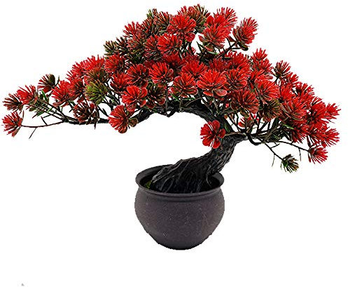 Fycooler Artificial Bonsai Tree Miniature Artificial Plants Potted Japanese Zen Tree 33 cm in Width Artificial House Plants Juniper Bonsai Fake Plant Greenery for Home Office Decor Desktop Display