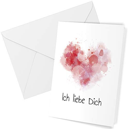 Klappkarte mit Umschlag HERZ Liebe Valentinstag Valentinskarte Grußkarte Ich liebe Dich Liebeskarte