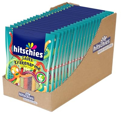 hitschies Saure Krakenarme - Saure Fruchtgummis mit Vanillig-süßer Füllung - Sorten: Erdbeere, Apfel, Orange, Johannisbeere - Vegan - 20 x 125g