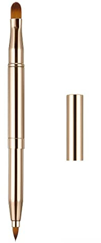 Exquisiter professioneller Lippenpinsel-Applikatoren, einziehbarer Lippenstift-Pinsel, Lippenstift-Glanz-Make-up-Pinsel, Werkzeug für Frauen und Mädchen (Doppelkopf-Gold)