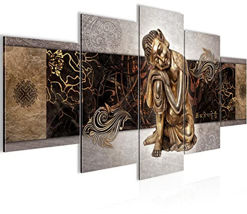 Runa Art - Bilder Buddha Zen 200 x 100 cm 5 Teilig XXL Wanddekoration Design Beige 041351c