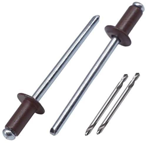 SKIR'CO (600 Stück) Blindnieten lackiert 3,2 x 8 mm, Aluminium Popnieten, Bohrer enthalten (Schokobraun RAL 8017)