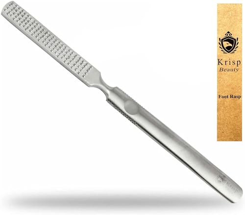 Foot Rasp Foot File Callus Remover Professional 7” Corn Removers for Toes Foot Care Pumice Pedicure Tool to Remove Hard Skin Wet Dry Callus Shaver for Feet, Colossal Stainless Steel By Krisp Beauty