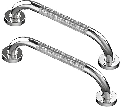 Howdah 2 Piezas Agarraderas Baño Para Mayores 30 CM Barra de Agarre de Acero Inoxidable Cromado, Asa de Ducha, Barras de Agarre Para el Con Patrón Antideslizante