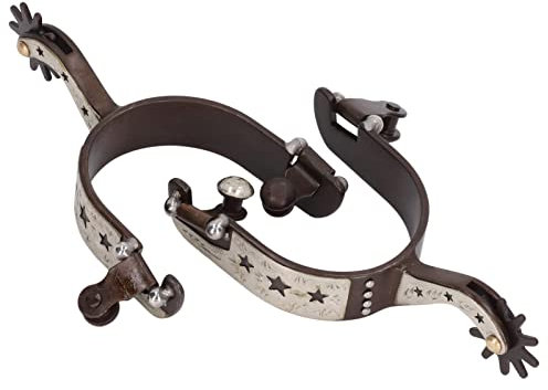 QANYEGN 1 Paar Sporen, Sporen Für estiefel, Für Herren, Messing, Vintage-Braun, Sporen, Edelstahl, Sternmuster, Sporen Für Reitsportliebhaber