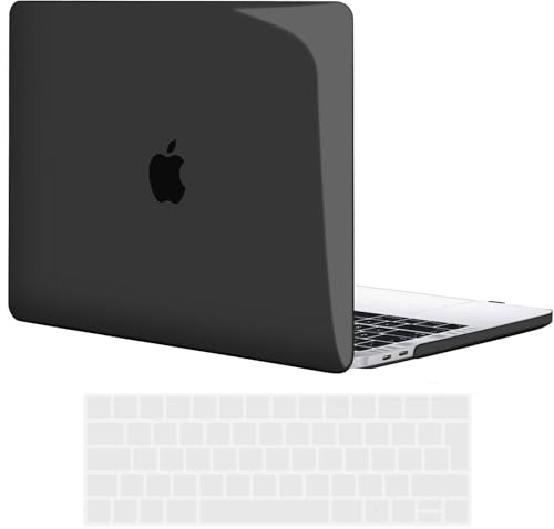 TECOOL Hülle Kompatibel mit MacBook Pro 15 Zoll 2019 2018 2017 2016 mit Touch Bar (A1990 A1707), Ultradünne Schutzhülle Hartschale Case mit Tastaturschutz (EU Layout), Kristall Schwarz