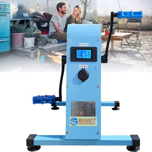 DPQYJPP Generador Pedal portátil, generador Pedal Exteriores 350W, 12V/48V, con luz superbrillante, función visualización Pantalla, para Fuente alimentación Emergencia al Aire Libre