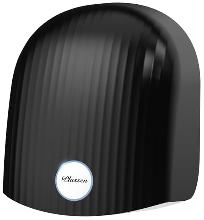 PLUSSEN Secador de Manos 10 Segundos Secado Ahorro de energía Comercial secador de Manos eléctrico automático para Cocina baño Inodoro 1050w (Negro 1020)
