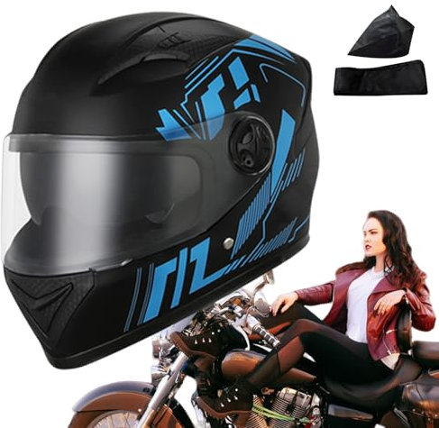 Kongou Helme für Erwachsene Motorrad,Herren Motorradhelme | Straßenrad-Rennhelme,Schützende Integralhelme mit warmem Halstuch und Sonnenblende für Motorräder und Elektroroller