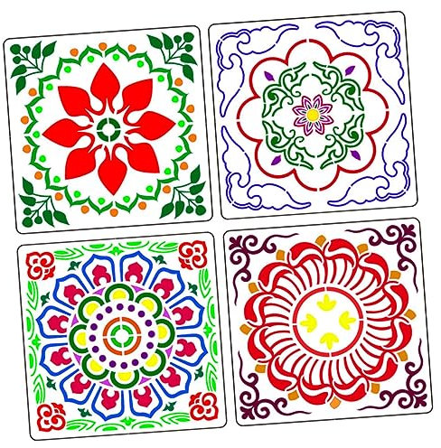 TEHAUX Wiederverwendbare Mandala Schablonen zum Sprühen 12 Stück