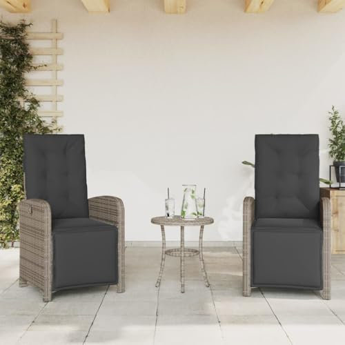 Homgoday Gartenstuhl relaxen Entspannung Langlebiges PE-Rattan Grau 57x61x93 cm Model365195