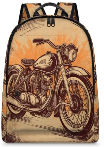 Motorrad-Rucksack im Vintage-Stil, großes Fassungsvermögen, 23,5 l, Rucksack, Schule, Büchertasche, Reisen, lässig, Laptop, Tagesrucksack für Männer, Frauen, Kinder, Mädchen, Jungen, farbig, XXL