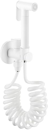 Pulvérisateur de Bidet à Main pour Toilette Blanc | Kit Douchette WC Suspendu,avec Tuyau à Ressort