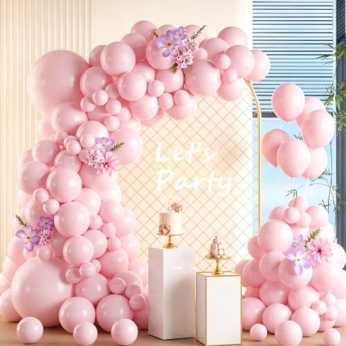 Luftballon Girlande Rosa, 105 Stück 5 10 12 18 Zoll hellrosa Ballon Girlande Geburtstag Set, Pastell Rose Luftballon Hochzeit Mattes Rosa Latex Ballons für Geburtstag Jubiläum Absolvent Party