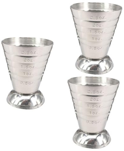 Cabilock Juego De 3 Vasos Medidores De Acero Inoxidable Para Barman Precisos Y Resistentes.