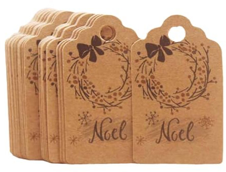 XINGLIDA 100 Teile/Satz Kraftpapier Geschenkanhänger Hängende Etikett Niedlichen Druck Weißen Wunschkarte Für Neujahr Party